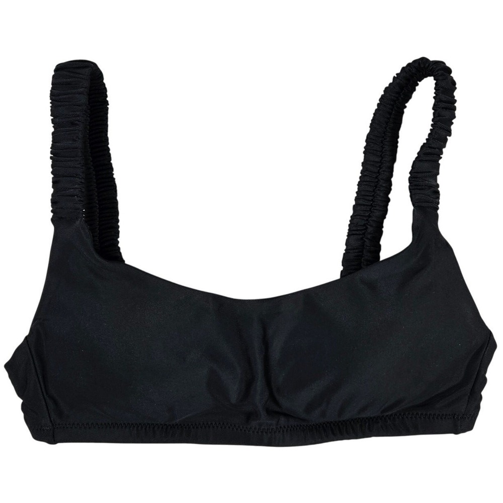 J.‎ Crew Scrunchie-strap squareneck bikini top Black XXS NWT